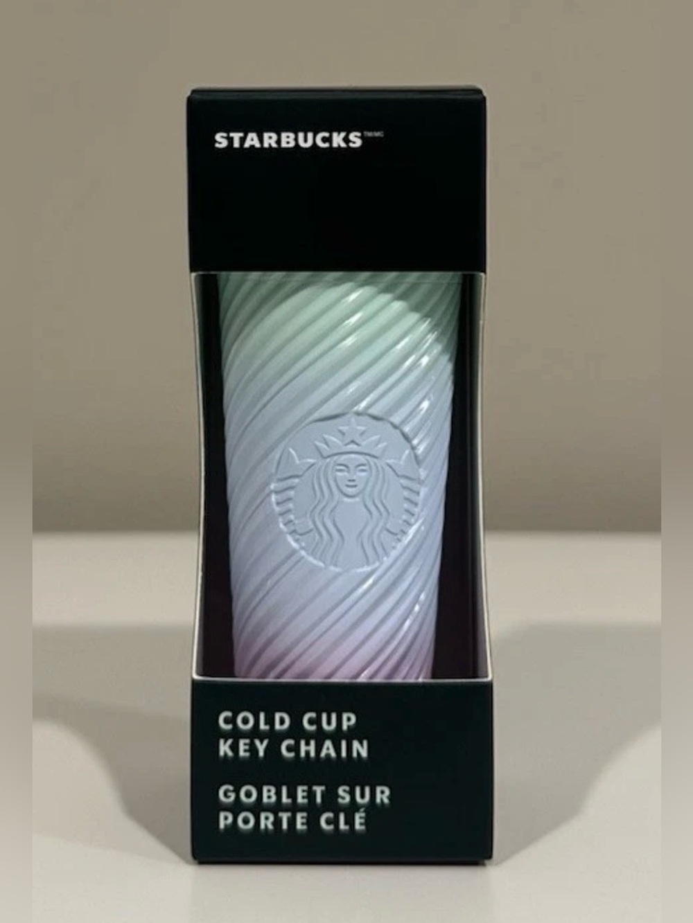 Starbucks 2025 Pastel Mint, Lilac & Pink Ombre Swirl Mini Tumbler Keychain NWT